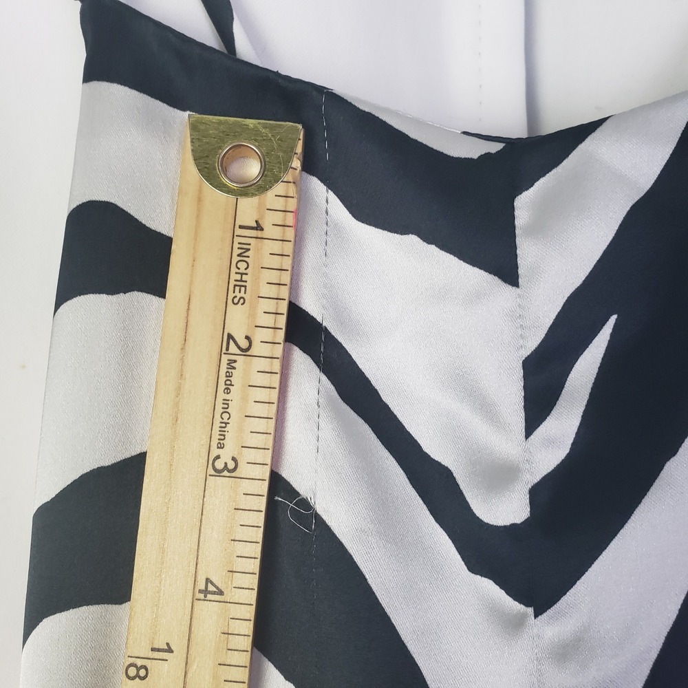 Free People Abby Zebra Print Satin Maxi Dress Black White Lace Up Back Size 12 - Picture 5 of 10